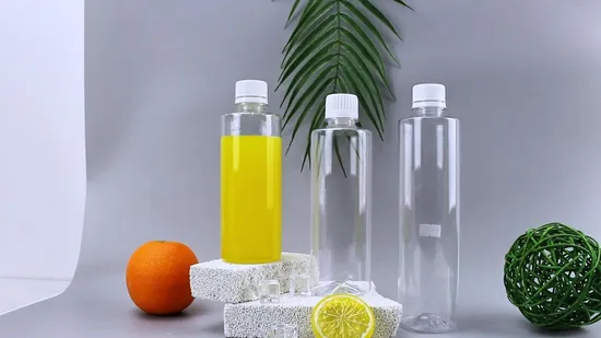 8oz 12oz 16oz 250ml 360ml 500ml Pet Clear Round Plastic Fruit Juice Beverage Bottle Packaging with Cap 