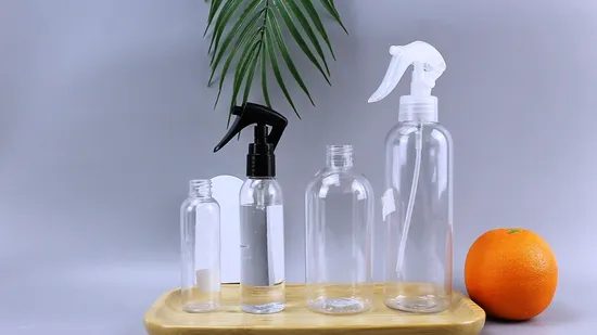 Custom Pet 60ml 100ml 250ml 320ml Transparent Clear Water Liquid Hiar Cosmetic Plastic Spray Bottle with Trigger Sprayer 