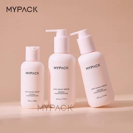Mypack Pink Opaque Soft Touch HDPE Boston Round 4oz 120ml Empty Cosmetic Body Wash Shampoo Plastic Pump Bottles 